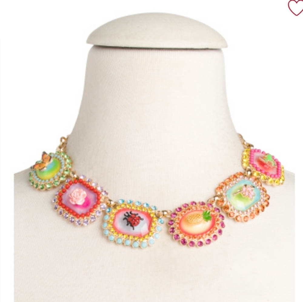 ▪️Betsey Johnson▪️ Backyard Stone Critter Colorful Gemstone Collar 16" Necklace - Picture 15 of 15